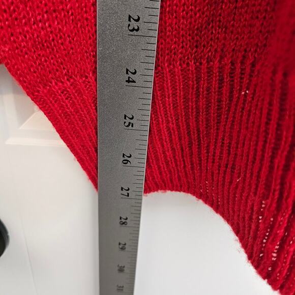 Vintage 80s Sweater Womens Medium Red Floral Lace Beaded Glam Knit Embellished - Picture 7 of 9